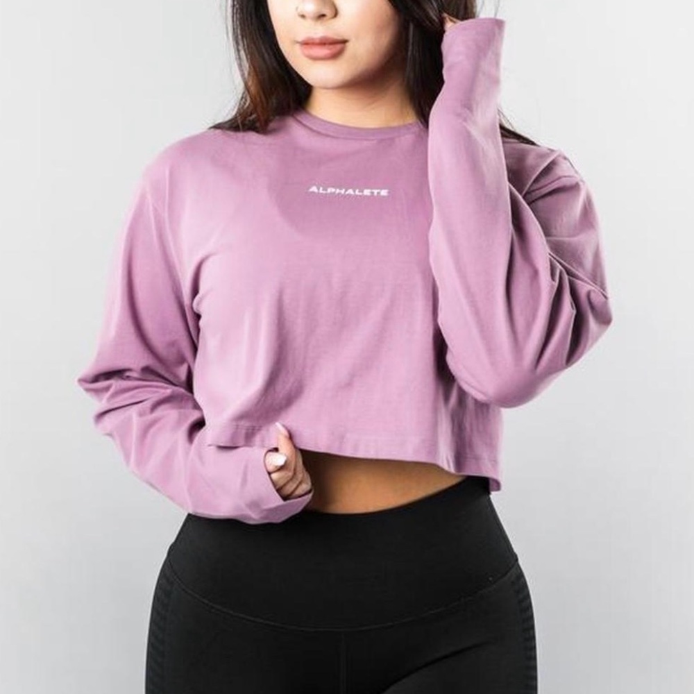 Alphalete Women's Purple Crop Top Ling Sleeve